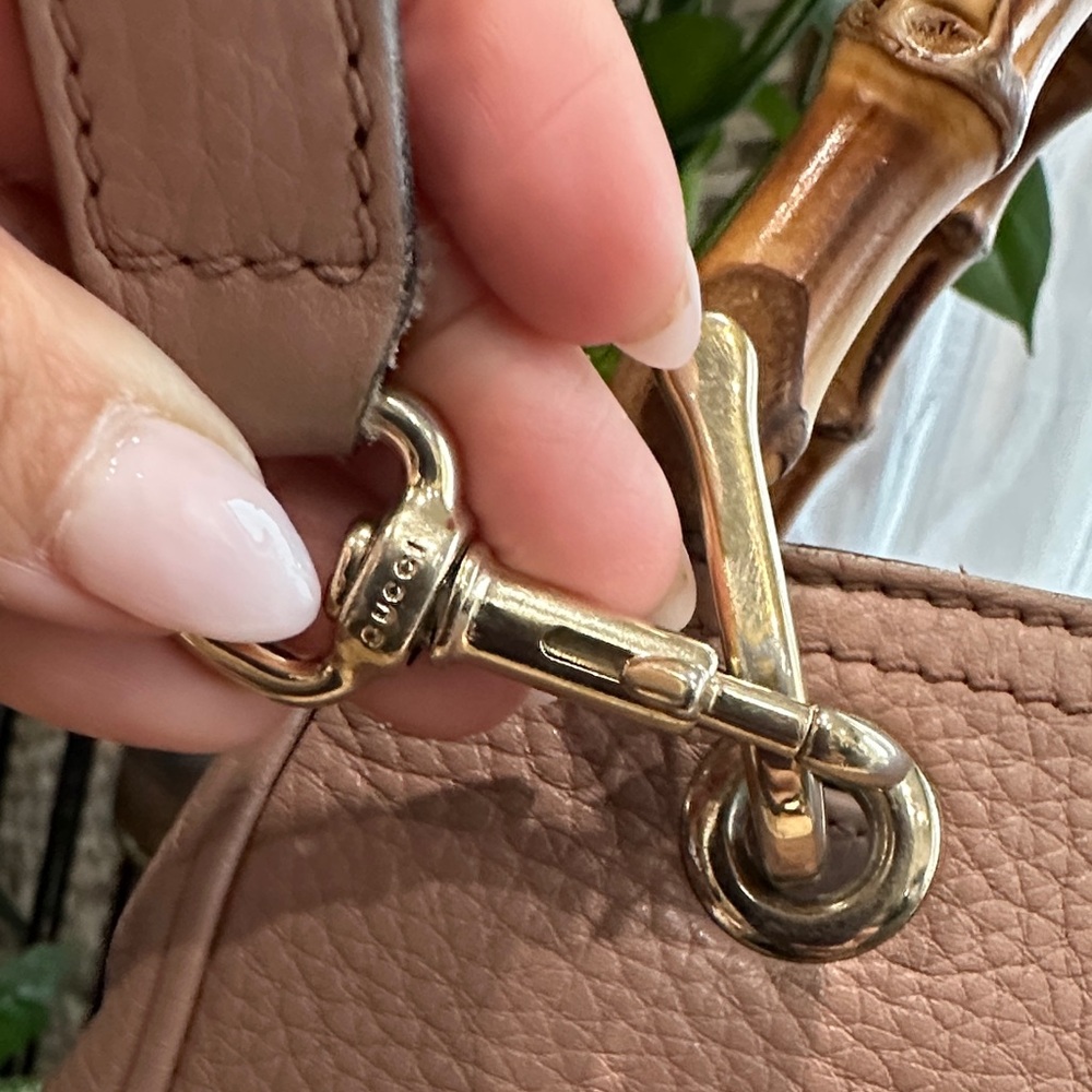 Gucci Pink Brown Bamboo Handle Satchel - Picture 6 of 14
